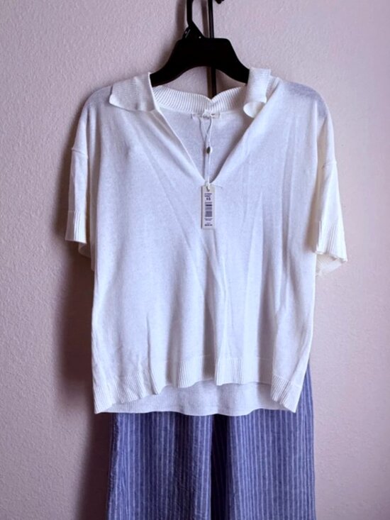 Max Studio Pants - Max Studio London Women's 2 Pc Set Knit Polo Top Striped Wide Leg Pants XS NWT